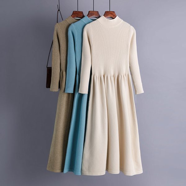 Hygci - Basic   A-Line Sweater Dress