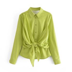 Hygci - Elegant Avacado Green Blouse